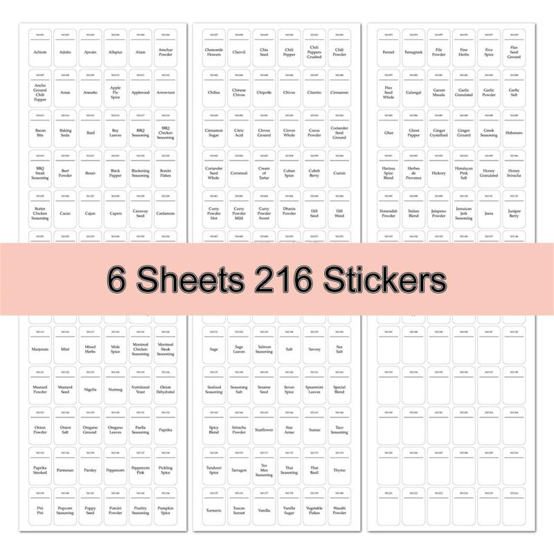 216 ks Samolepicí štítky Vodotěsné Odolné proti oleji Předtištěné Minimalistické samolepky Do kuchyně