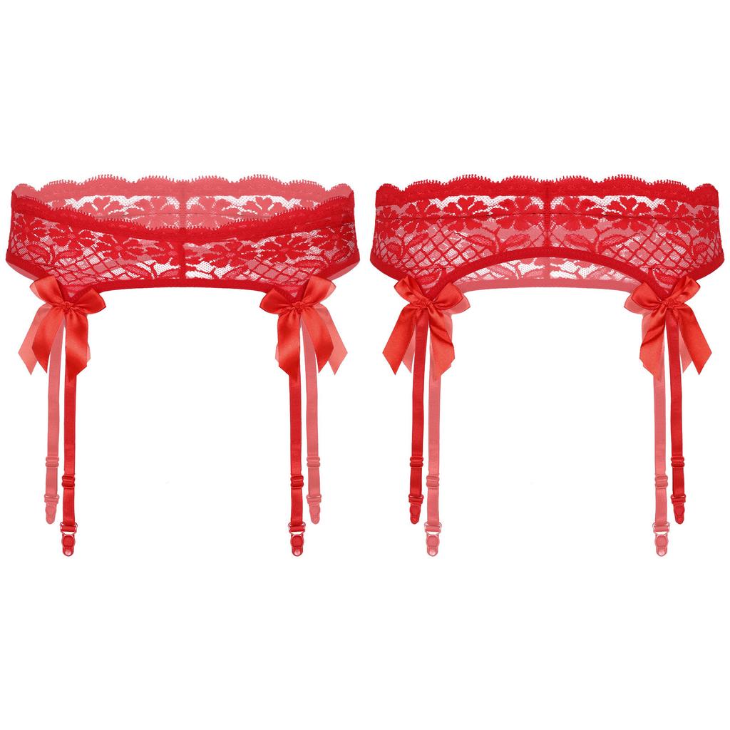 Suspensórios de renda transparente masculino lingerie sleepwear bowknot cintura elástica liga cinto para meias sissy acessórios exóticos