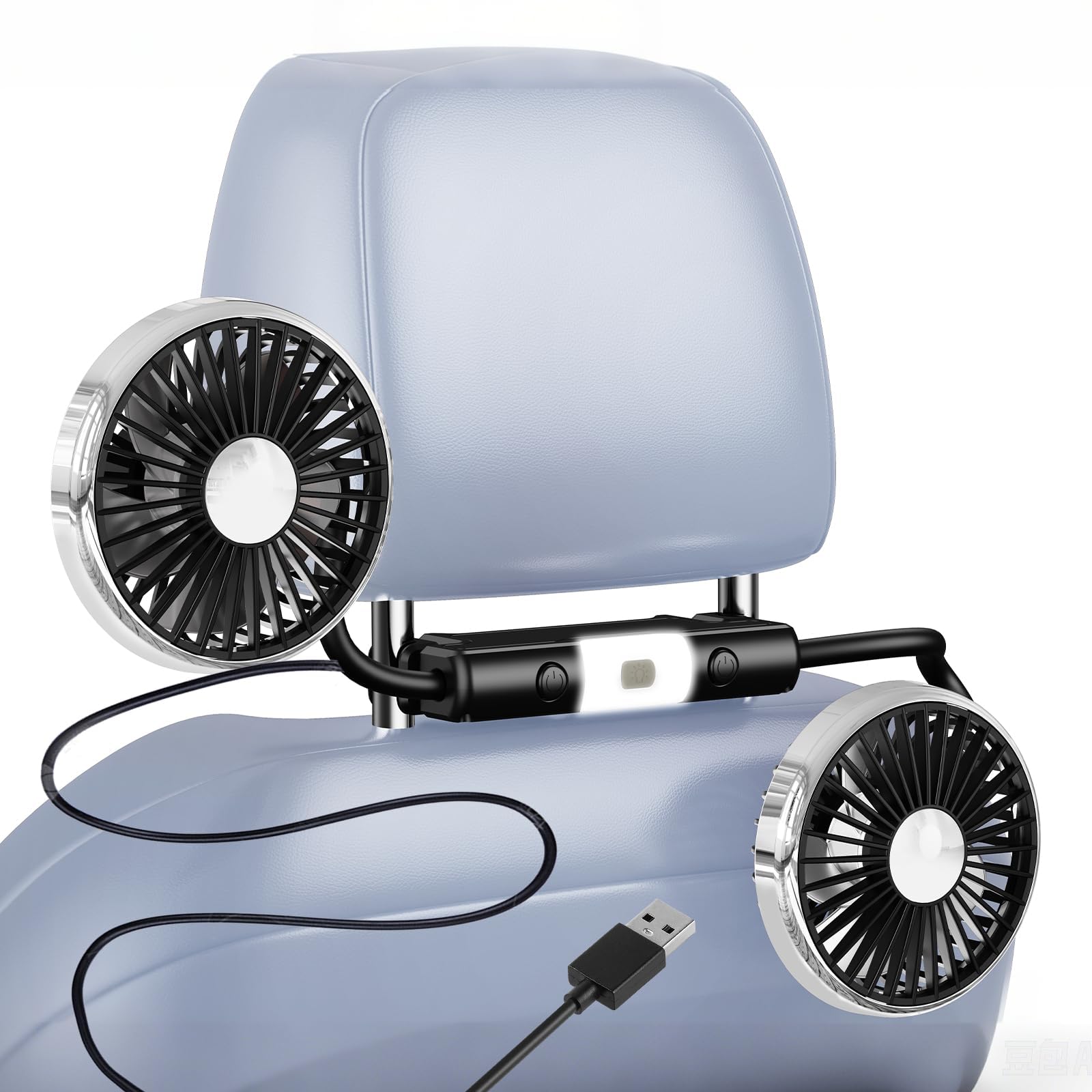 

USB Car Low Adjustable Airflow Powerful USB Car Easy Perfect for Summer and Car Adjustable Car Backseat Headrest USB Cable Litanika9009 Fan, Noise,