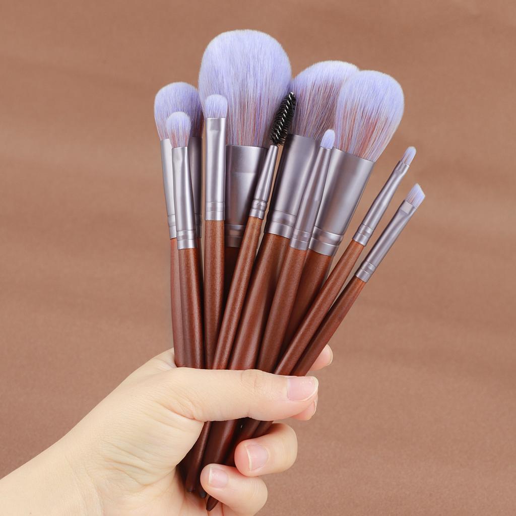 11 imitation mahogany makeup brush set, soft bristles, loose powder brush, eyeshadow brush, multi-functional beauty tool