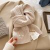 Winter Warm Scarf Women'S Striped Solid Color  Wool Knitted Scarf Korean Retro Warm Woolen Shawl Bandana Scarves