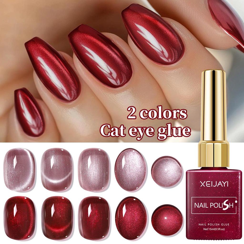 Oxblood Cat Eye Gel Polish 2025: Ruby Glass Bead Nail Art Set