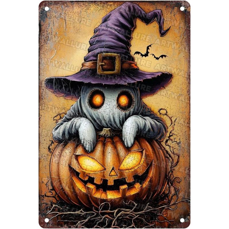 Halloween Metal Wall Sign Spooky Decor 20x30cm