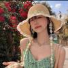 Summer Seaside Beach Straw Hat Female Versatile Outdoor Sunscreen UV Protection Sun Hat Bucket Hat Fresh and Sweet