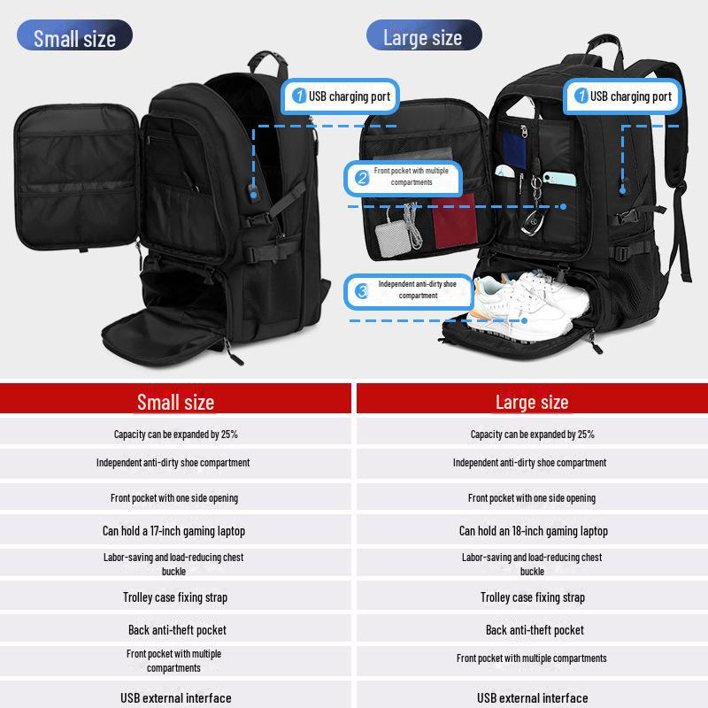 Sac à dos de voyage et d'alpinisme pour homme, capacité extra-large de 80 L