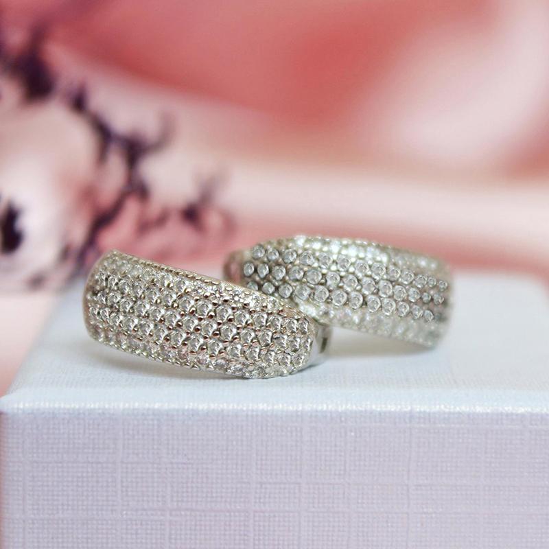 Huitan Novel U Shaped Hoop Earrings for Women Versatile Simple Stylish Accessories White/Black Cubic Zirconia Party Jewelry Hot
