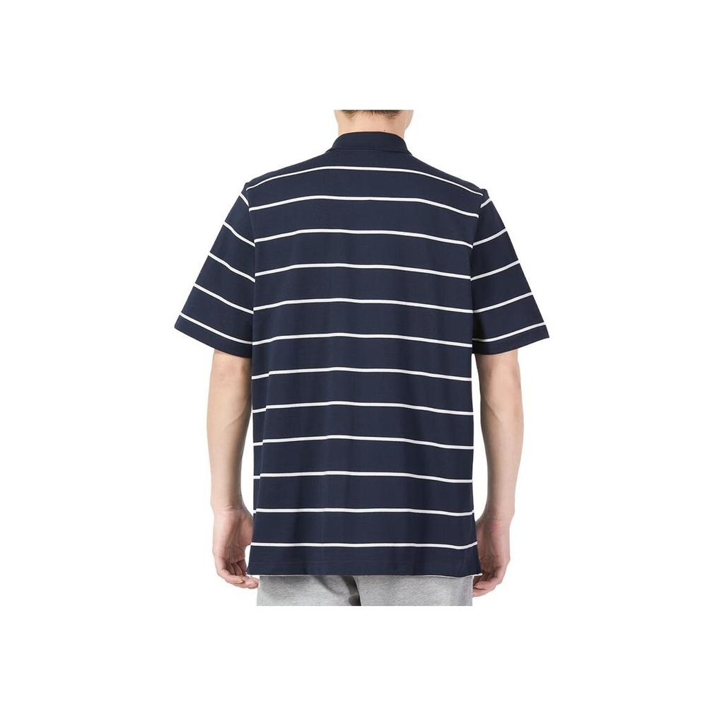 Adidas Embroidered Logo Stripe Half-Button Polo Shirt Men Tops Navy-Blue IA8164