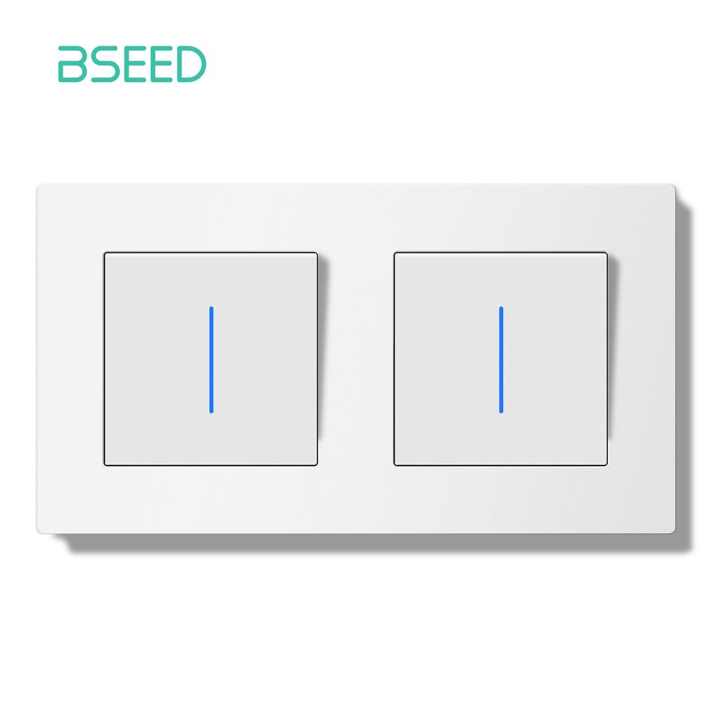 BSEED Spínač Světelný spínač s LED Bílý plastový rámeček Nástěnný spínač s kontrolkou řady E Standard EU 1/2cestný/Reset