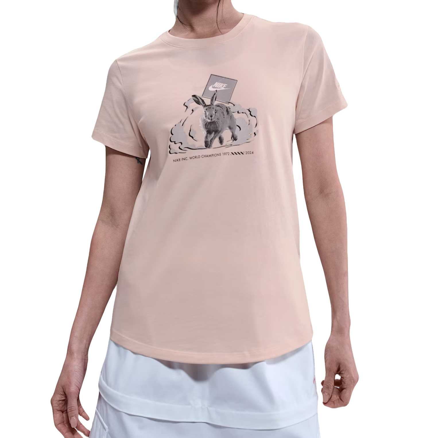 

Nike Спортивная одежда Универсальная Повседневная Простая Футболка с коротким рукавом Обычная Женские футболки Розовый IF0368-838 M