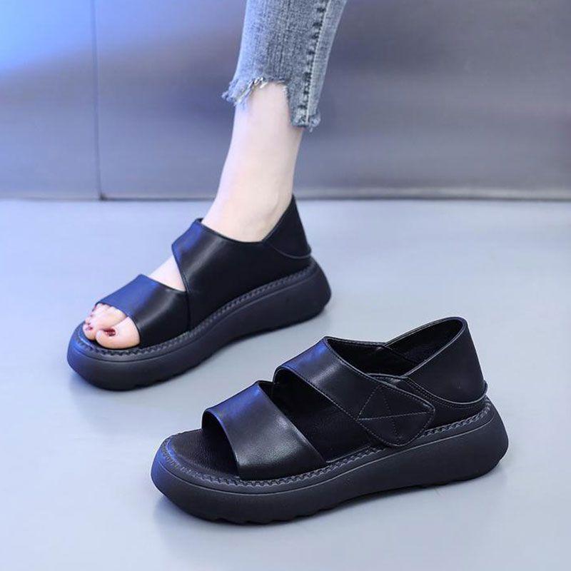 Velcro sandals women's summer wear in 2025 with skirt bag and platform muffin casual beach shoes tide