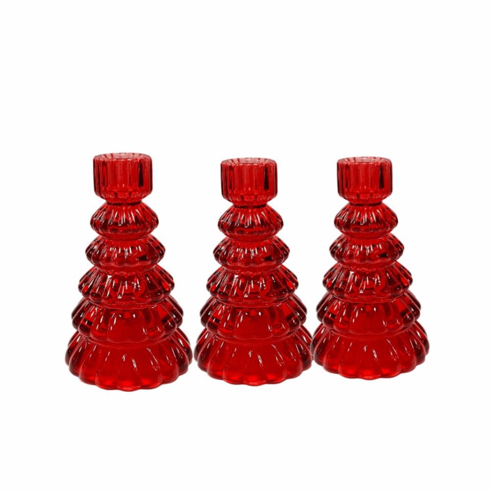 3PCS Glass Christmas Tree Candlestick Nordic Candles Stand Christmas Tree Ornaments  Bath Room