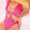 Women'S Sexy  Hollowed Out Bikini Solid Color One Piece Swimsuit Fashion Party Club Beach Push Up Bikinis Swimwea