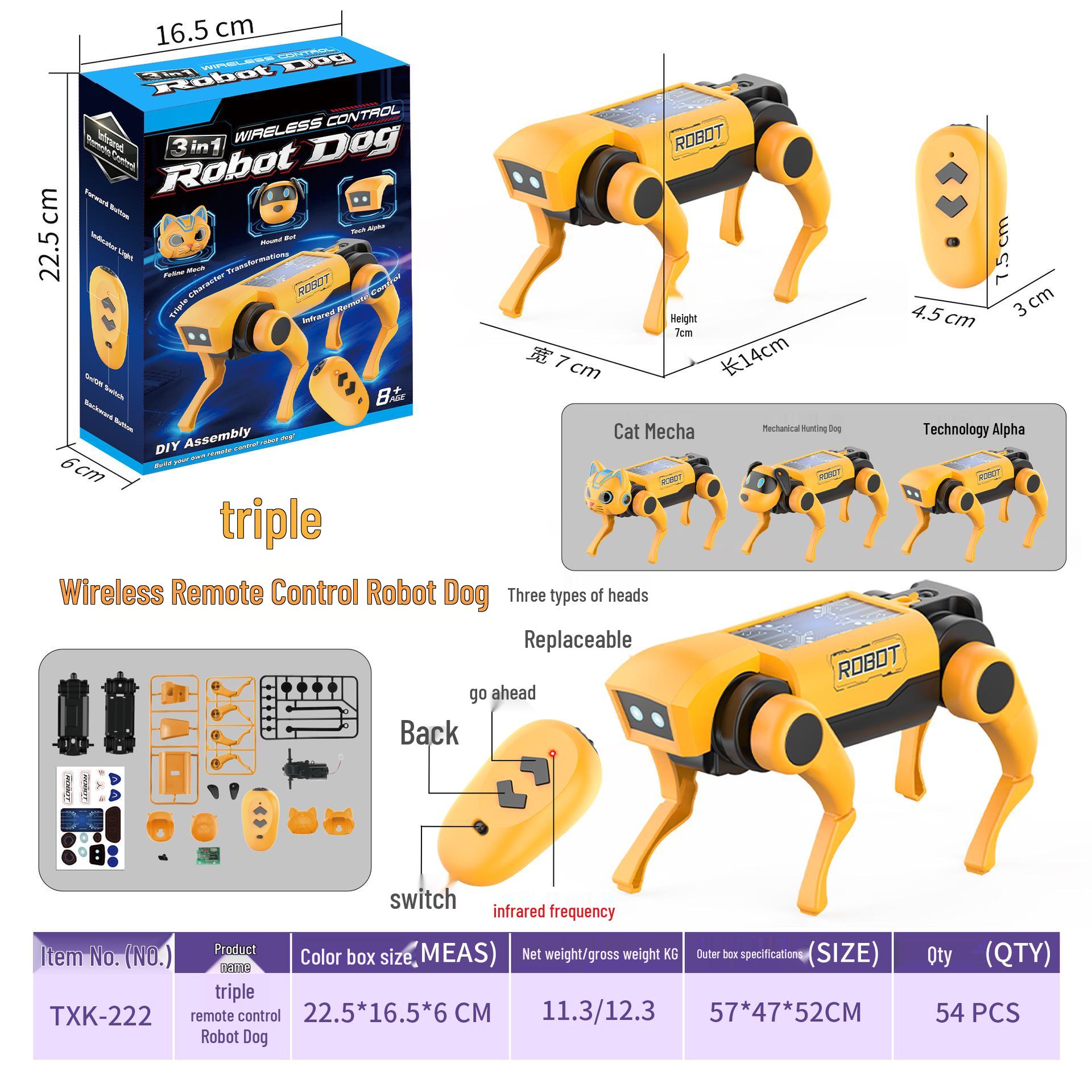 Solar-Powered Remote Control DIY Walking Robot Dog Toy for Kids