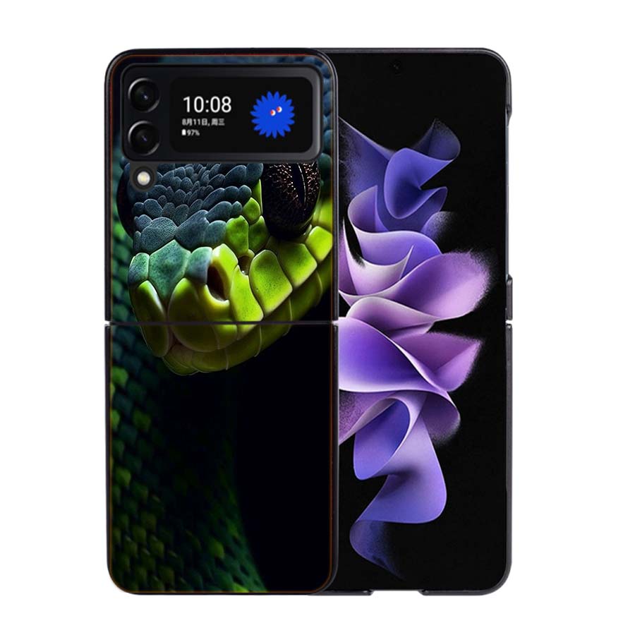 

Forest Vipers And Pythons Phone Case For Samsung Z Flip 7 6 5G Galaxy Z Flip4 Z Flip5 Z Flip3 Coque Black Hard PC Shell Protecti Samsung Z Flip 5 5G