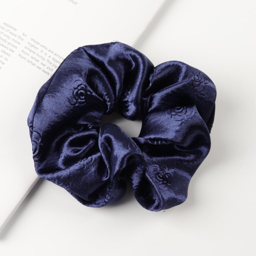 French Retro Satin Camellia Jacquard Hair Tie