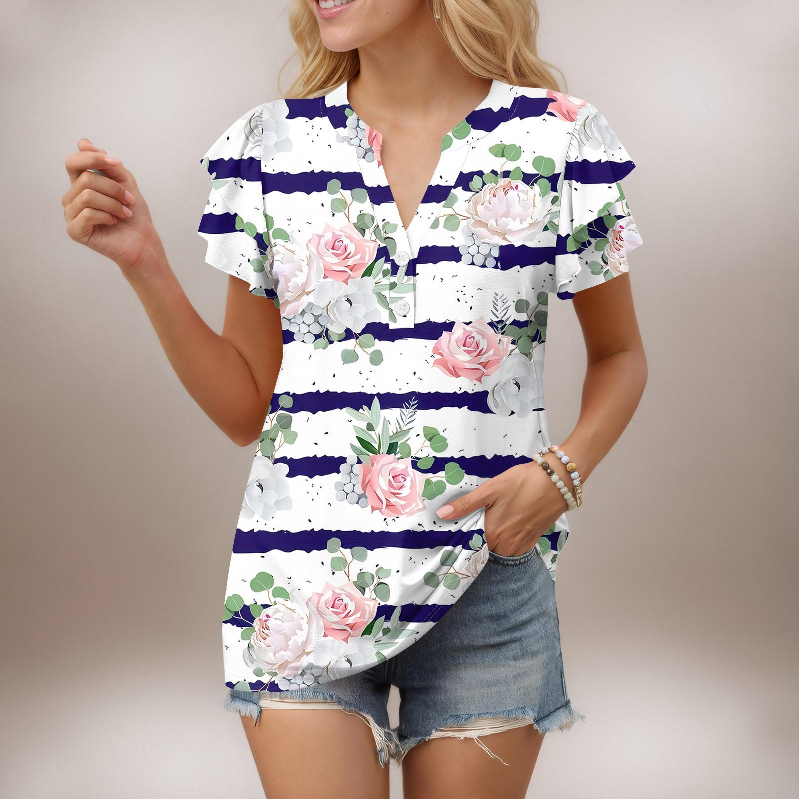 

Женский повседневный топ с короткими рукавами и V-образным вырезом, с оборками и градиентом XXXL розовый