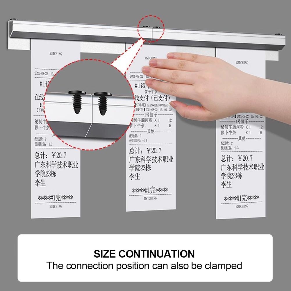 20/30cm Restaurant Billett Holder Aluminium Bestillingshylle Kvitteringsholder Sølvfarget Kjøkken Skyve Sjekk Hylle for Kontor Kafeer Puber