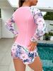 Langarm Tauchanzug mit Blumendruck und Badehose Strand- und Resort-Bademode für Damen