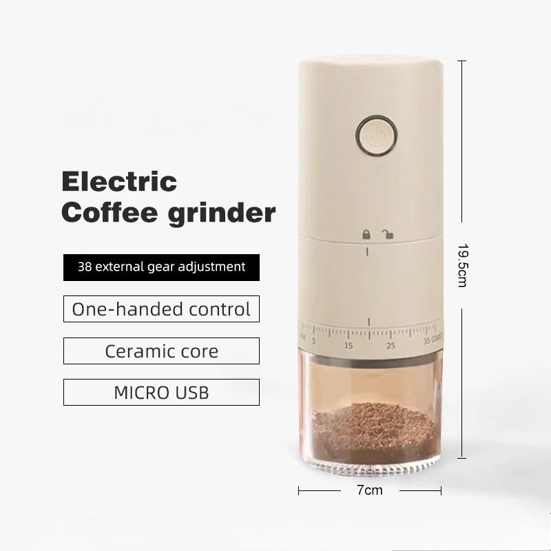 USB nabíjecí elektrický mlýnek na kávu 1500mAh kónický mlýnek na ořezávání kávy Externě nastavitelný mlýnek na kávová zrna