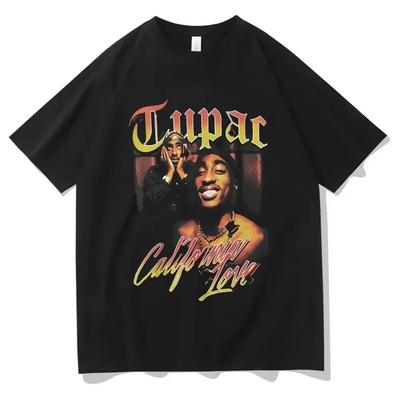 Rapper Tupac 2pac T-shirt Harajuku Hip Hop T-shirt Y2K oblečení Nadměrné pánské tričko Street oblečení Topy Casual Dámské bavlněné tričko