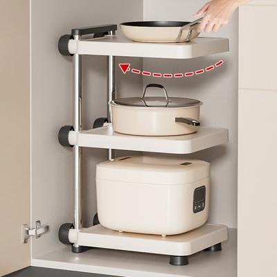 Kitchen Storage Rack Strong Load-bearing Adjustable Design Multifunctional Multi-layer Pot Storage Rack Pan Dish Organizer