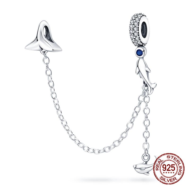 Chaîne de sécurité Argent Sterling 925 Nouveau 100% Argent Sterling 925 Floral Chaîne de sécurité avec fermeture éclair pour femmes originales