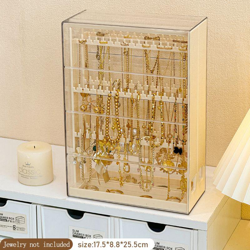 Acrylic Necklaces Holder and Jewelry Organizer,Dustproof Jewelry Stand Rack Display Classic for Earring Bracelet Earrings Ring