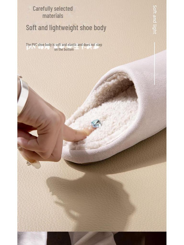 Dámské a pánské zimní bavlněné pantofle na podpatku: Tichá, měkká sametová podrážka z jelenice, ideální na dřevěné podlahy, hřejivý design pro dvojí použití.