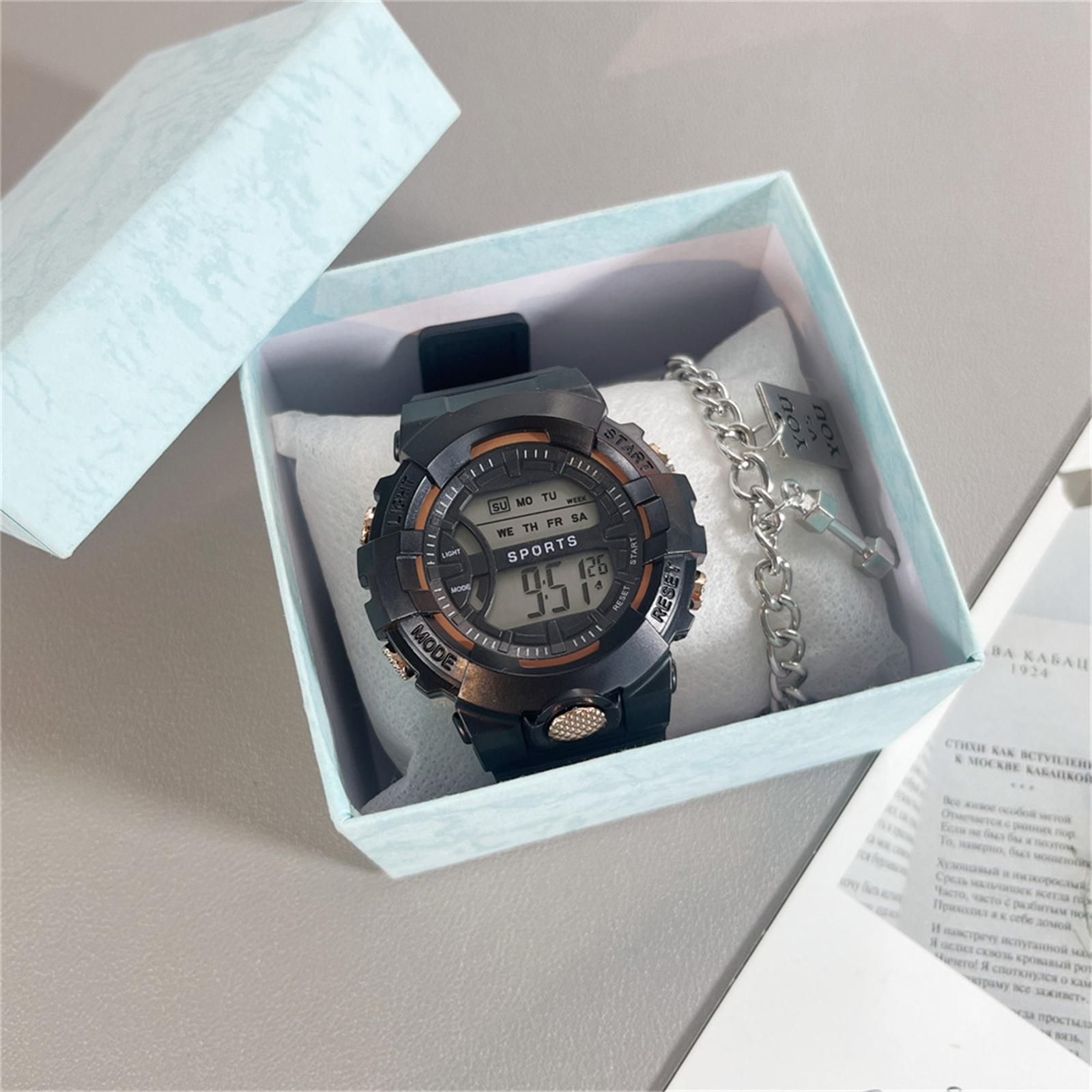 

Men s Waterproof Luminous Running Alarm Clock Watch One Size чёрный