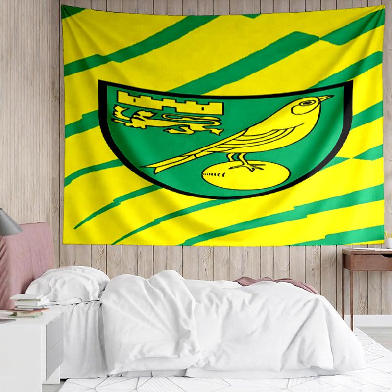 Norwich City Football Club Crest Tapestry, Unique Design Tapestry, Suitable for Bedroom,Livingroom, Playroom,Heartwarming Fan Holiday Gifts