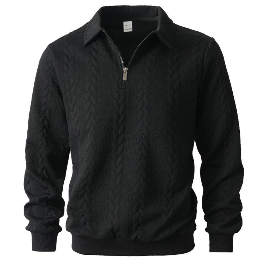 Lässiger Herren Pullover, Neuer Frühling Herbst Revers Langarm Strickware für Outdoor Freizeit Halber Reißverschluss Handel