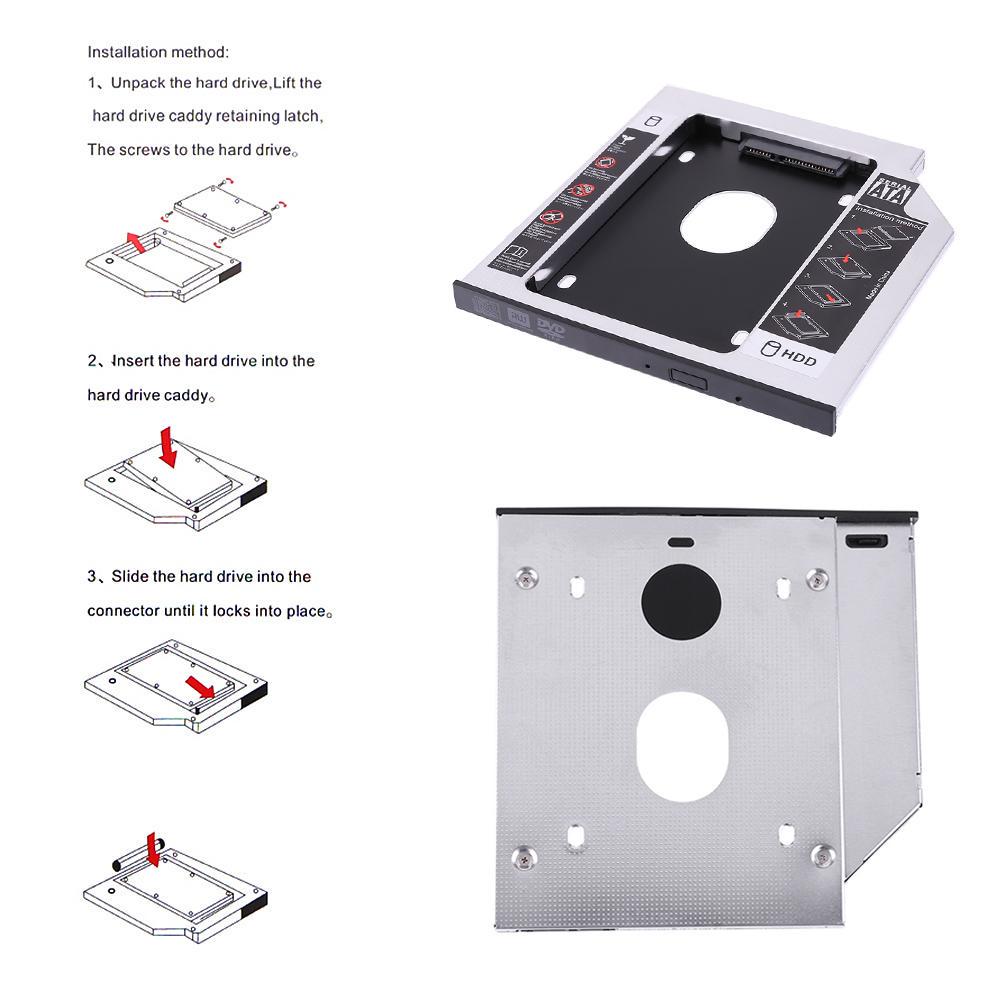 Festplattengehäuse Universal 2,5" 2. 12,7 mm/9,5 mm SSD HD SATA Festplatten-HDD-Caddy-Adaptergehäuse für CD-DVD-ROM-Optikschacht