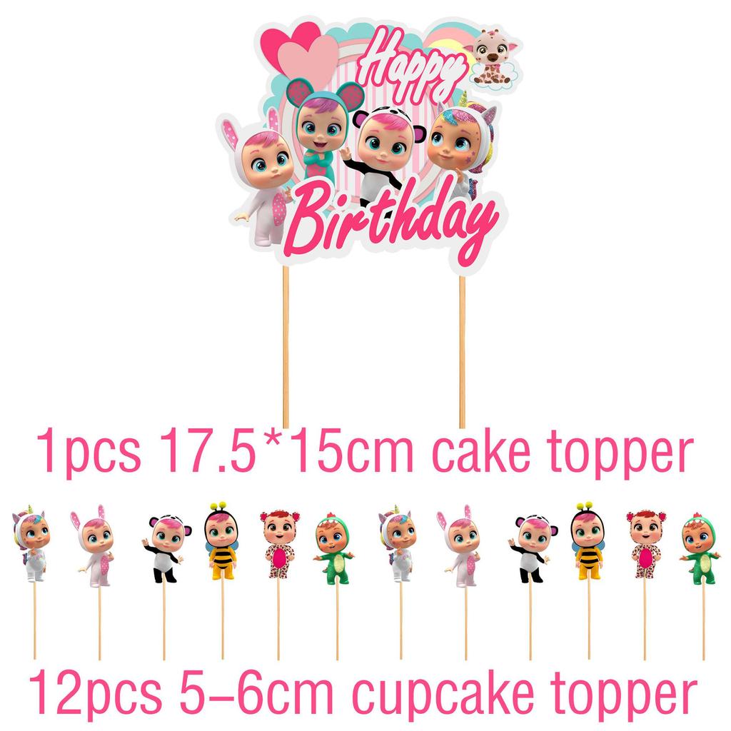 Theme Birthday Party Banner Cake Topper Balloon Gift Baby
