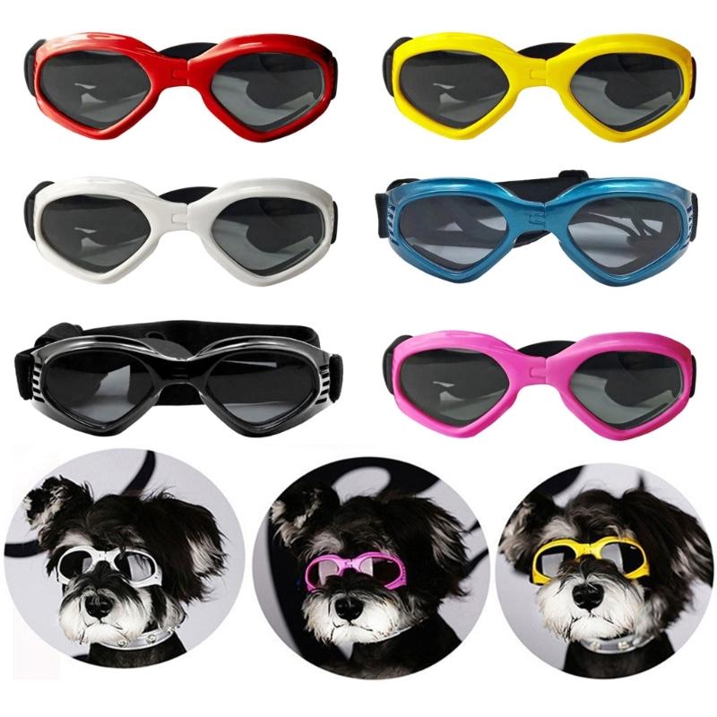 Foldable Dog Sunglasses for Outdoor Windproof Waterproof Pet Eye Glasses For Small Dogs With Adjustable Elastic Strap