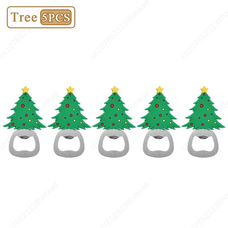 1-20PC Christmas Beer Bottle Opener Santa Snowman Bottle Opener Silicone Stainless Steel Bottle Opener Party Decoration Supplies