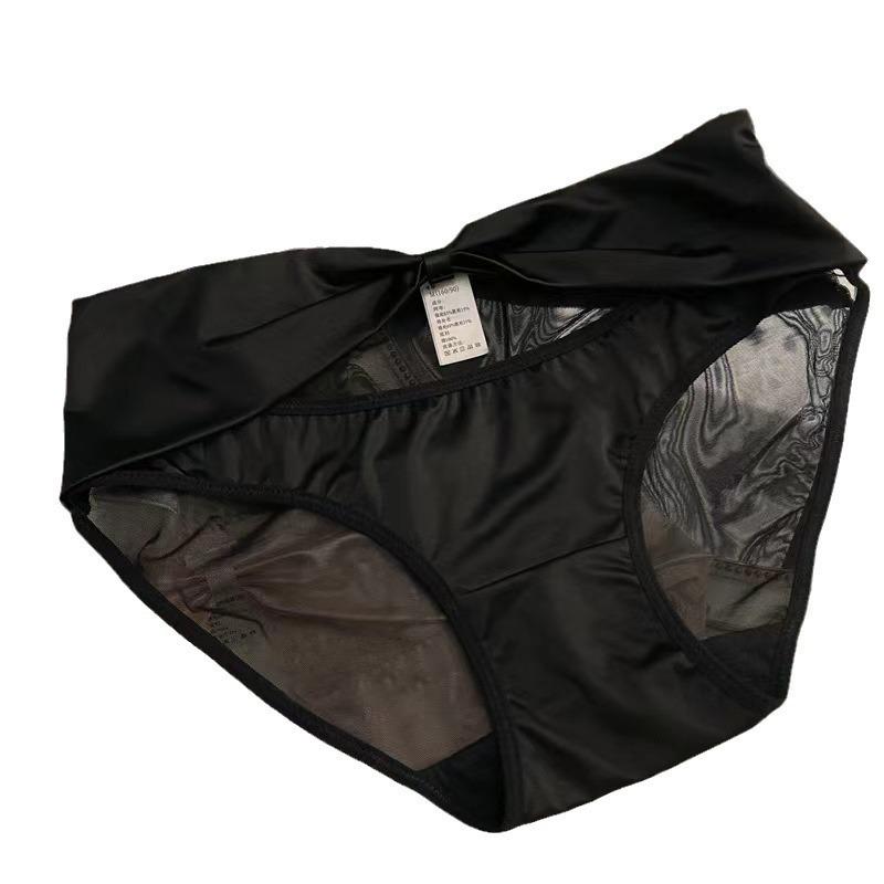 Lady Summer Light Luxury Sexy Pure Desire Lace Satin Bow Hollow Net Gauze Ice Silk Briefs