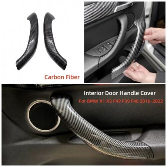 

2PCS Carbon Inner Door Panel Handle Pull Trim Cover Set For BMW F48 F39 X1 X2