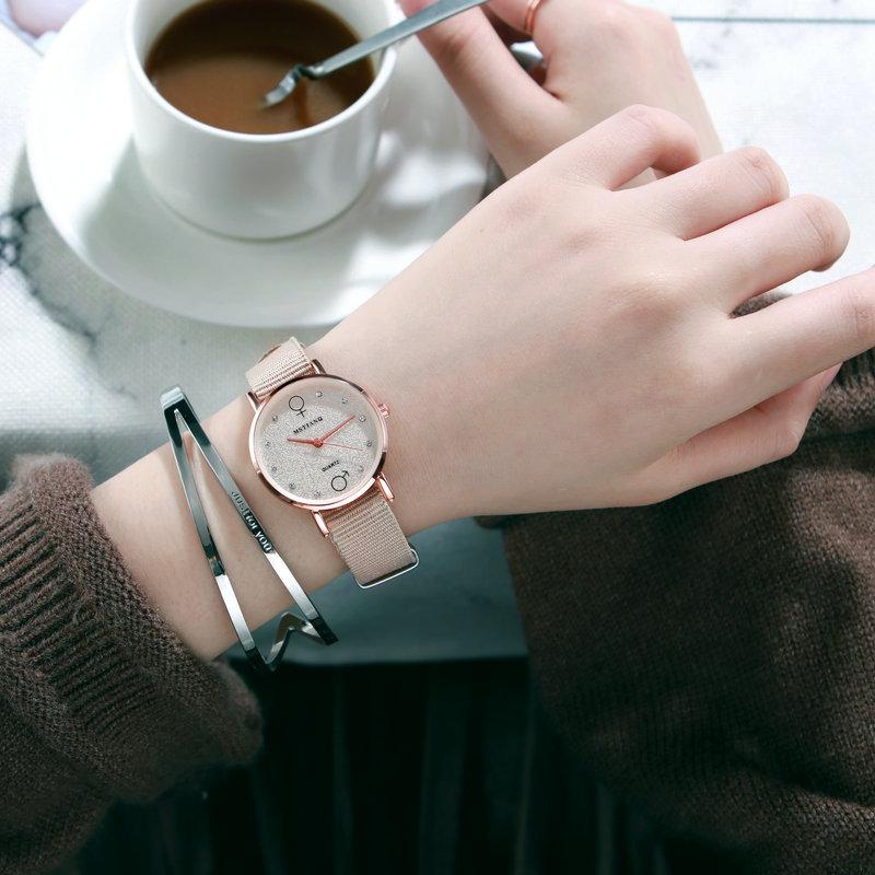 

Temperament Small Canvas Strap Girls Watches Cute Junior High School Girls Simple Retro Style Casual Watches