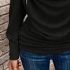 Women Tops Pure Color Stacked Collar Long Sleeve Loose Fit Blouse Mid-length Casual Inner Tops Daily Wear