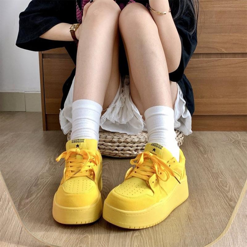 

Dopamine bread shoes women s 2025 autumn new platform heightening board shoes ins trendy casual shoes 35 жёлтый