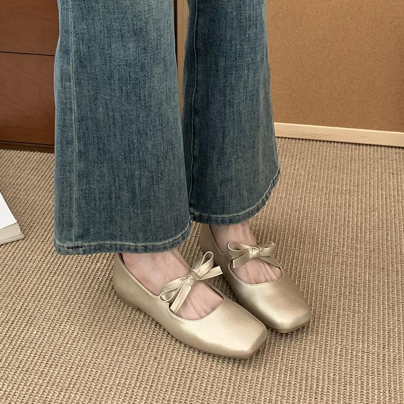 Fashion Fashion Butterfly-Knot Women Mary Janes Flats Shoes Casual Soft Female Slip On Footwear Shallow Ladies Flats With Shoes