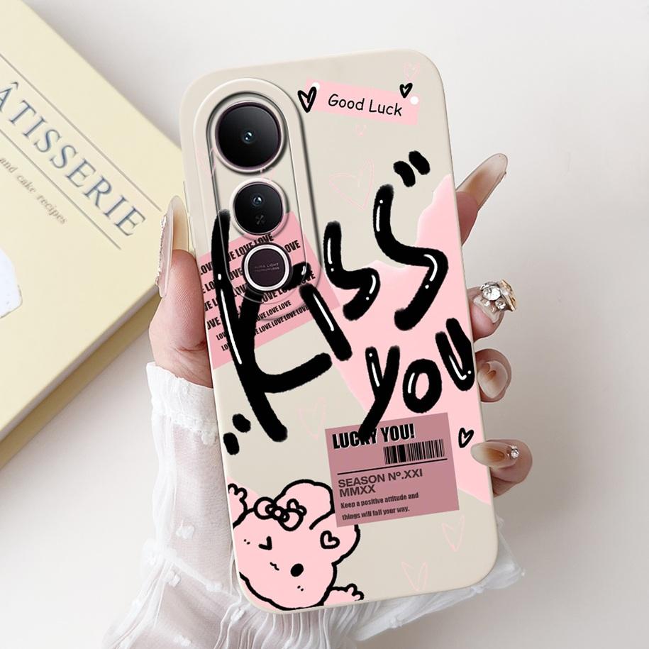 Pro Vivo V50 Lite 4G Pouzdro V2441 Kryt Luxusní Mašlička Malované Měkké Tekuté Silikonové Pouzdro na Telefon Pro Vivo V50 5G V 50 V50Lite Fundas