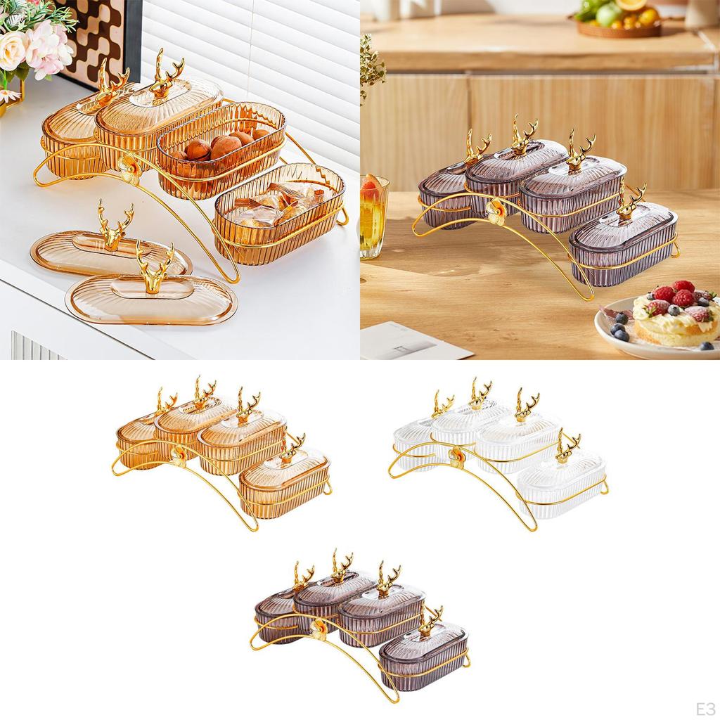 Dried Fruit Dish Nuts Platter with Lid Bowl Holder Snack Plates Serving Tray for