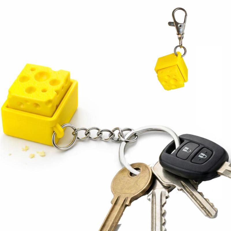 Cute Cheese Keycap Fidget Keychain Stress Relief Clicker Keyboard Finger Toy Funny Bag Charm