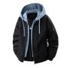 OO Fake Two-piece Jacket Men's Loose Trend Waterproof Outdoor Tooling Casual Solid Color Hooded Jacket