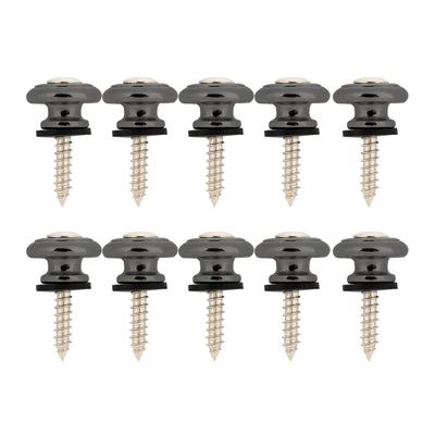 10Pcs Guitar Strap Lock Button Metal End Pin with Screw for Ukulele Electric Bass(Black)