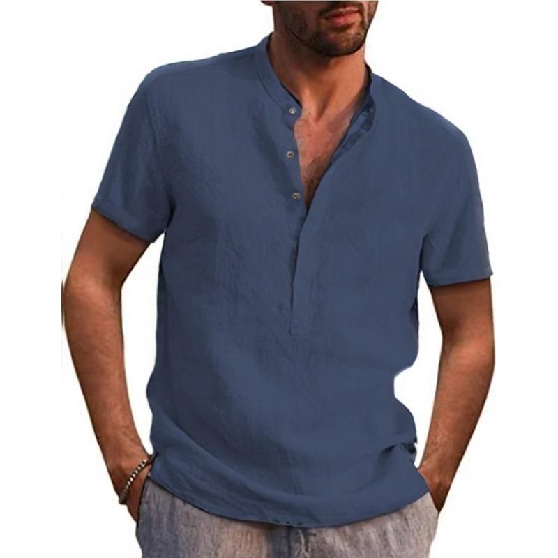 HNXC Men's Fashion Casual Solid Color Print Long Sleeve Blouses & Shirts