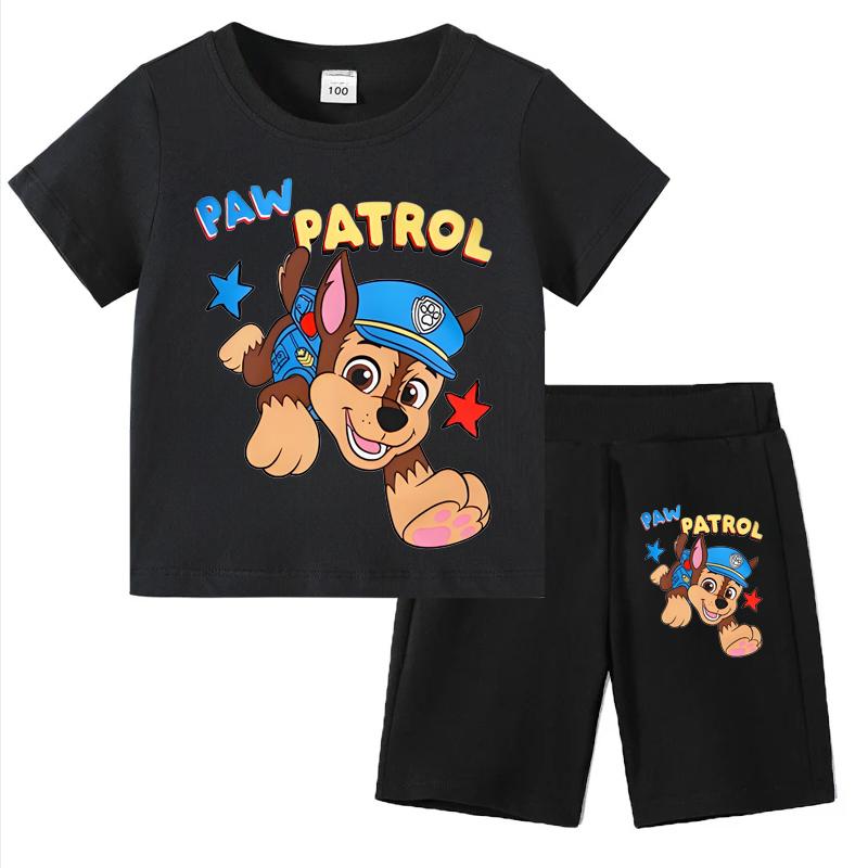 Paw Patrol Kids Set Boys Short Sleeve T-Shirt +Shorts 2-Piece Outfits Boys Cartoon Suit Casual Children Clothes For Summer