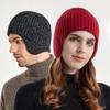 Winter outdoor warm hat men's and women's same thickened knitted wool hat cold-proof ear protector pullover hat