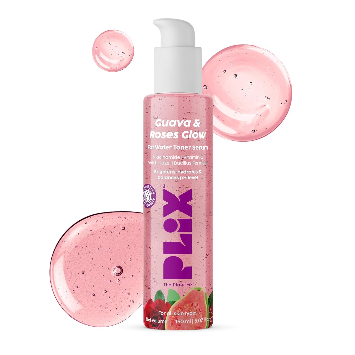 PLIX The Plant Fix Guava & Roses Glow Fat Water Toner Serum 2-in-1 Hydrating Face Toner 150ml